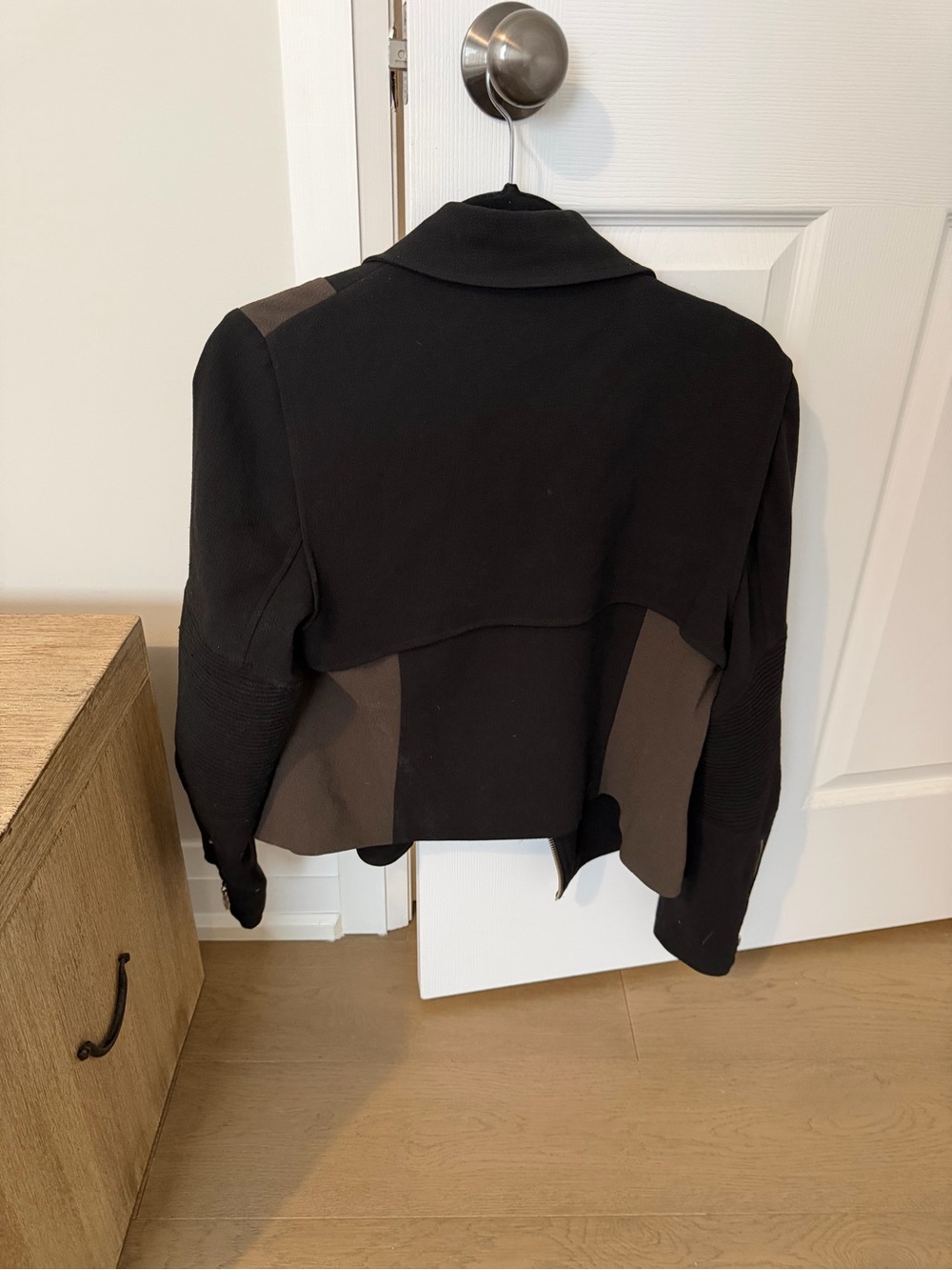 Wilfred Two-Tone Moto Jacket in Black and Olive - Picture 5 of 5